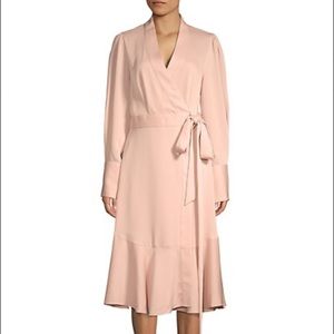 BCBGMAXAZRIA Long sleeve Flounce Wrap Dress